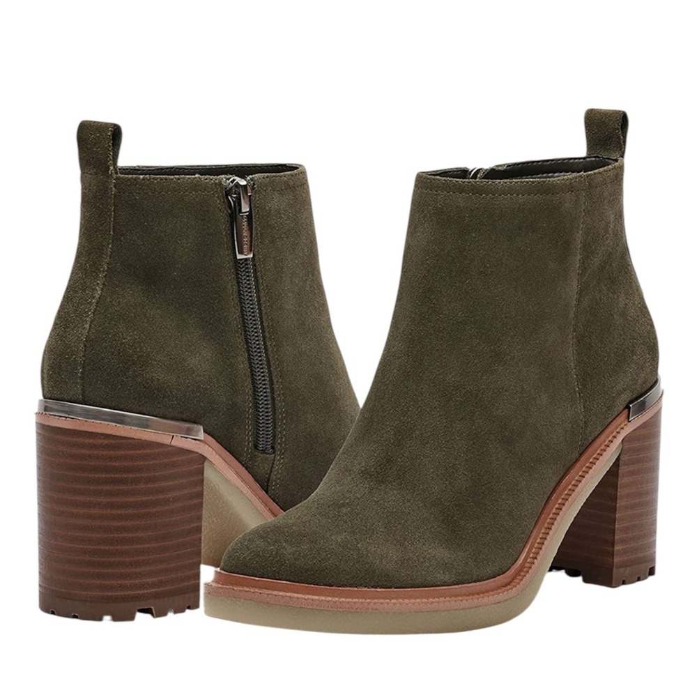 Vince Camuto Women Gorgan Agave Zipper Closure Green Ankle Heels  Boot Size 10 M